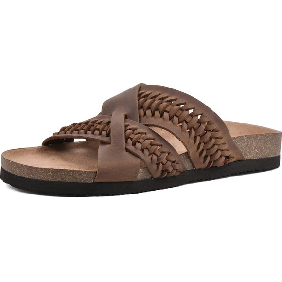 NIB WHITE MOUNTAIN Women’s Leather ‘Harding’ Footbed Sandal in Brown - Sz 6 - Picture 2 of 6